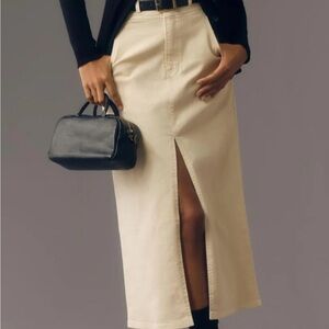 Pilcro Cream Midi Skirt with Slit